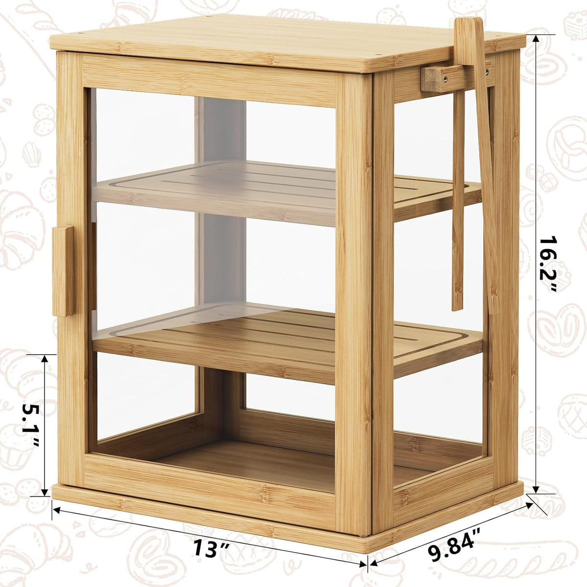 WOWLIVE Bread Box for Kitchen Countertop, 3 Layers Bread Storage Container | Large Bamboo Bread Bin for Homemade Bread