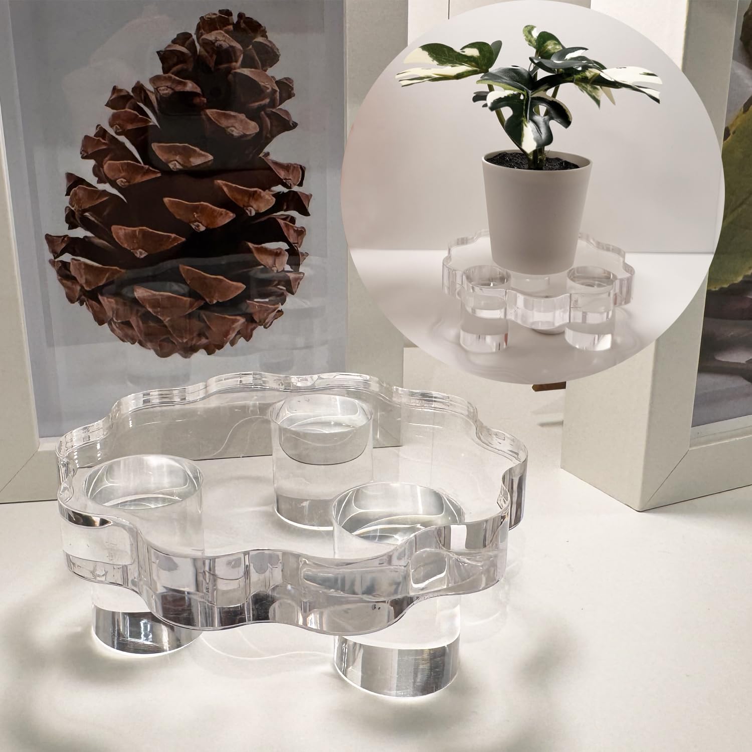 Diameter Thick Scalloped Stands / 4 Inch / Clear / 4.6 Inch / Set of 2