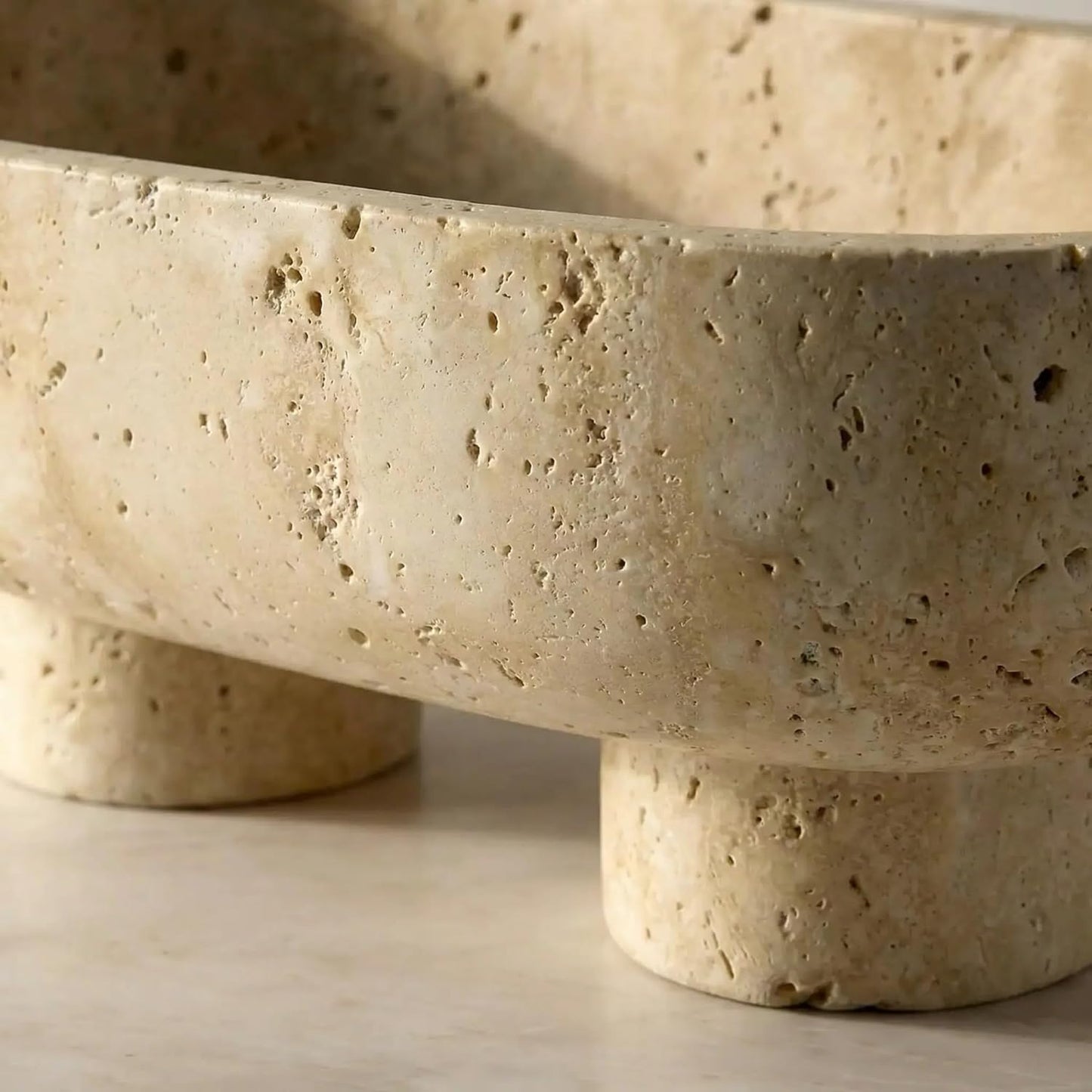 Stand / Travertine Fruit Bowl / Natural