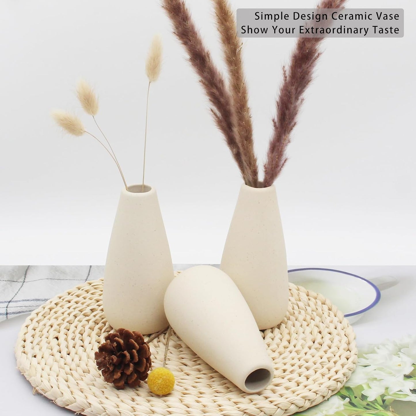 Boho Vases / Modern Vase for Flowers / Small / Light Yellow-c / Set of 6