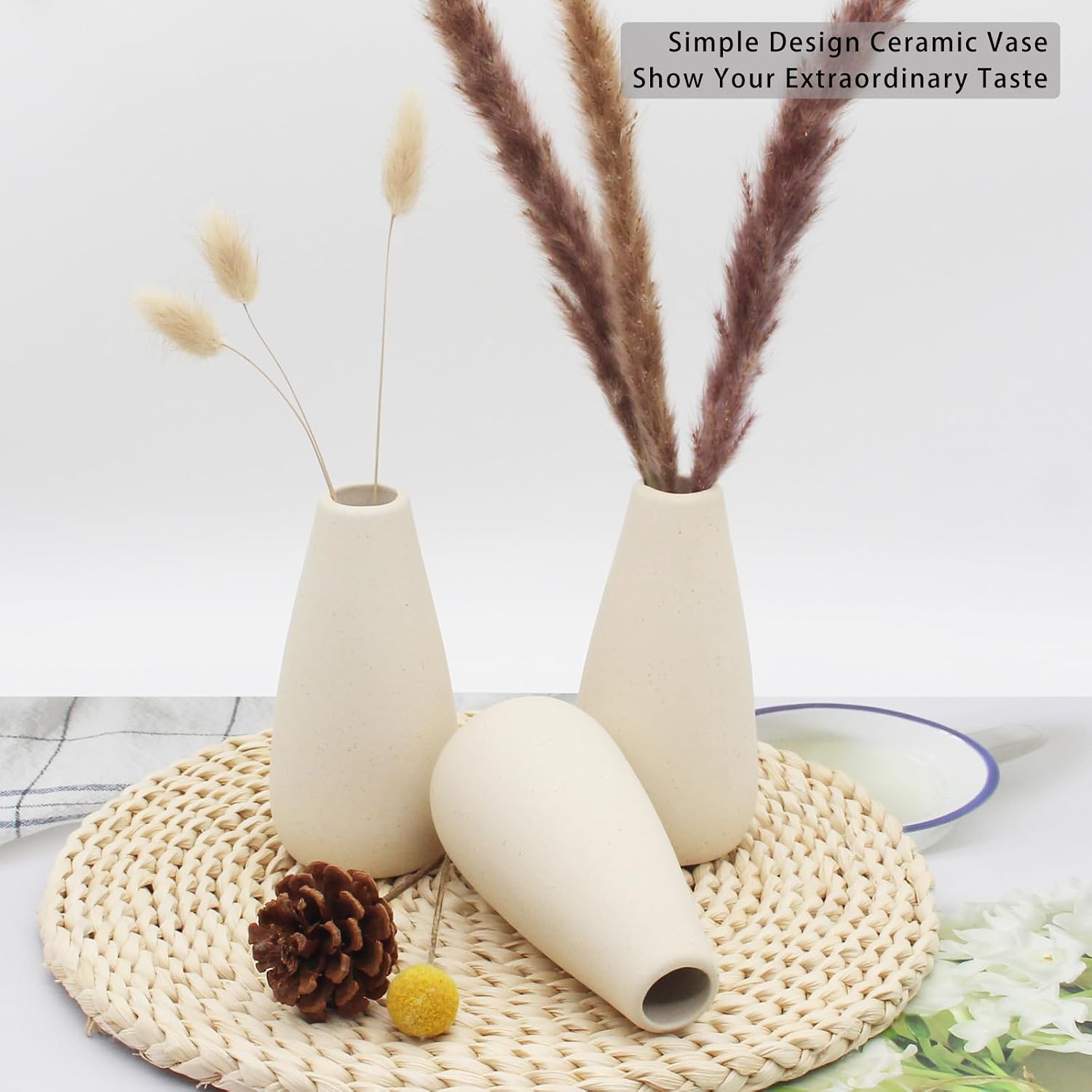 Boho Vases / Modern Vase for Flowers / Small / Light Yellow-c / Set of 6