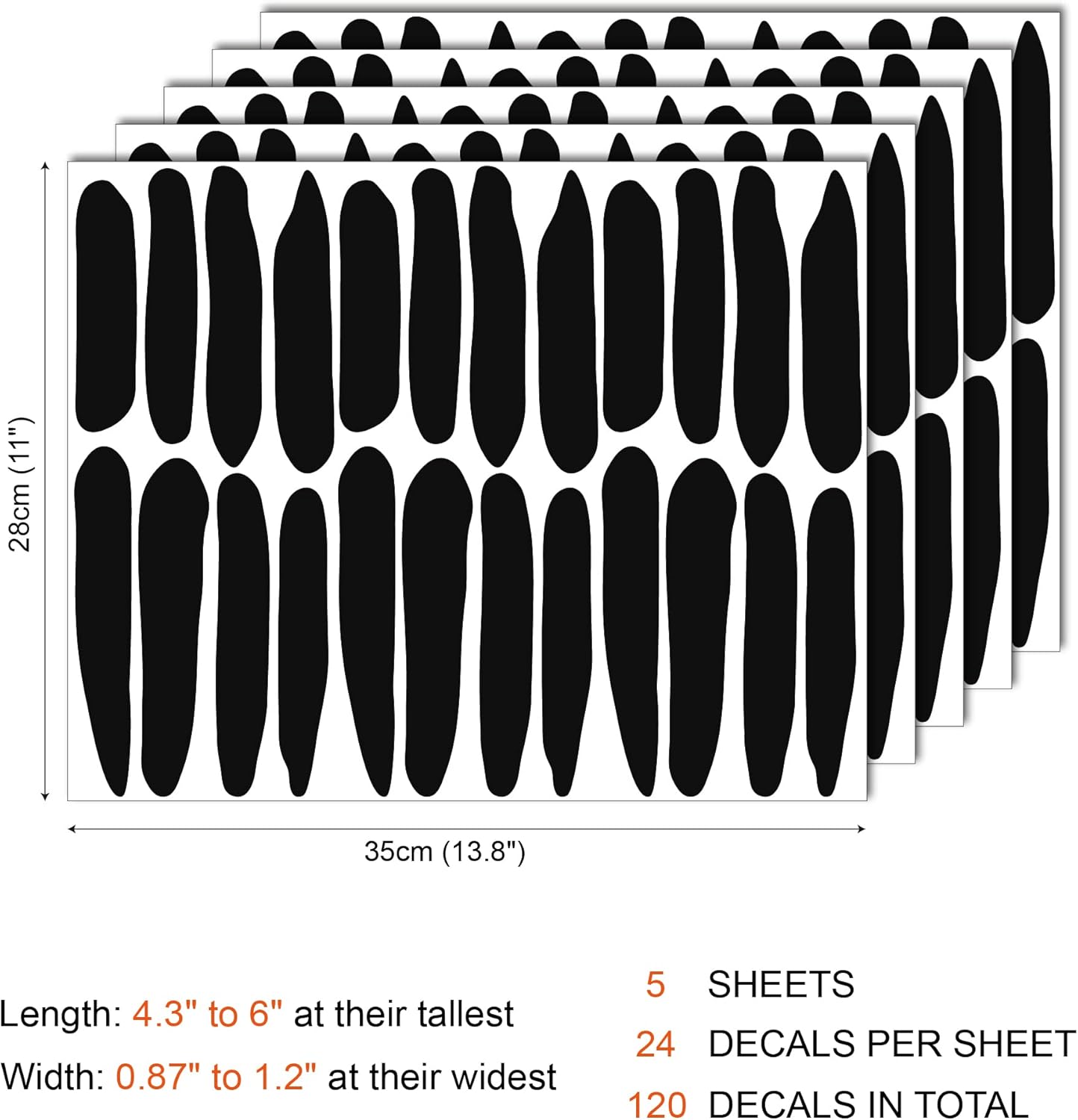 Peel and Stick Modern Boho Stickers / Lines / Black