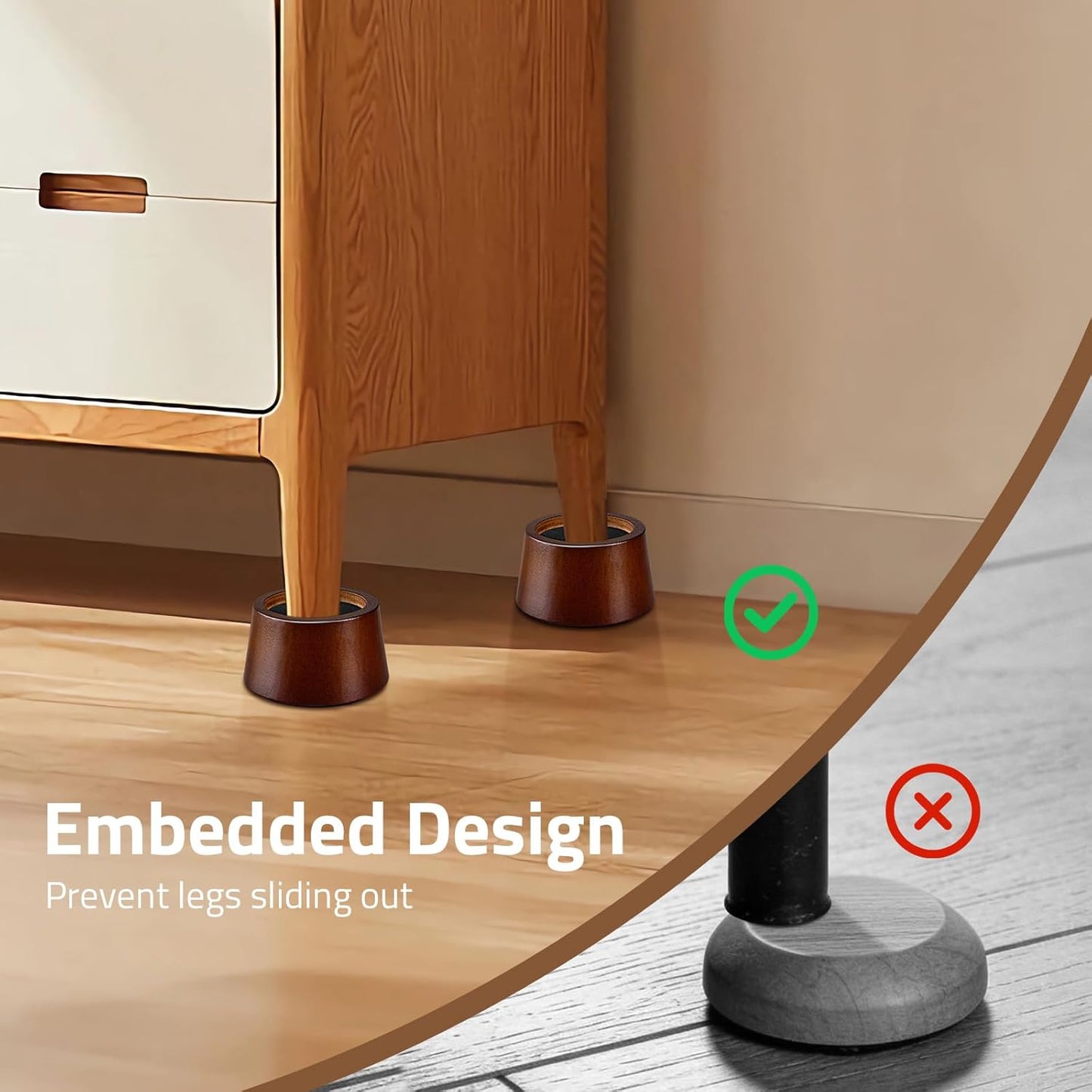 Wooden Circle Heavy Duty Furniture Height Extenders Lifts / 2 Inch / Wood