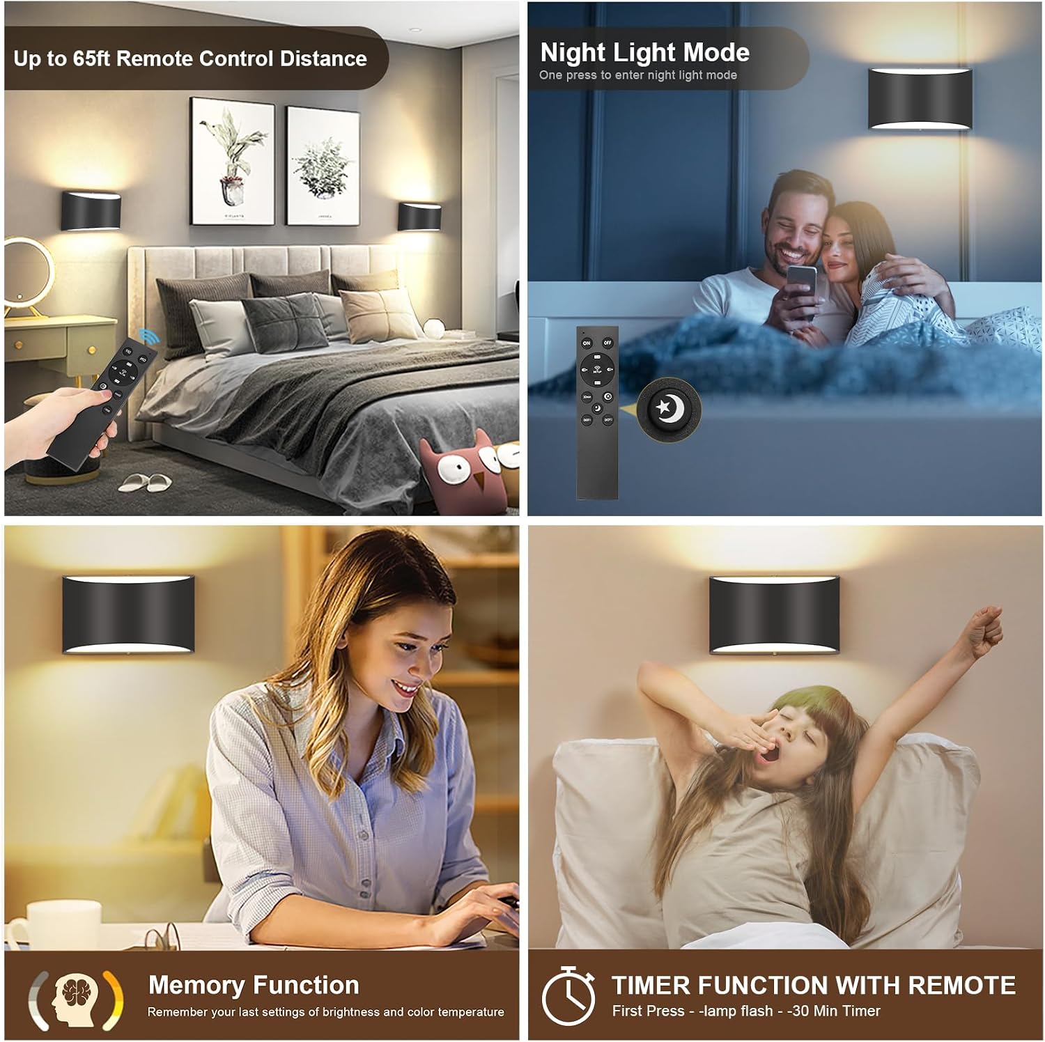 TRLIFE Modern LED Wall Sconces, Remote Control Dimmable and Adjustable Color Temperature 3000K~6000K Aluminum 12W