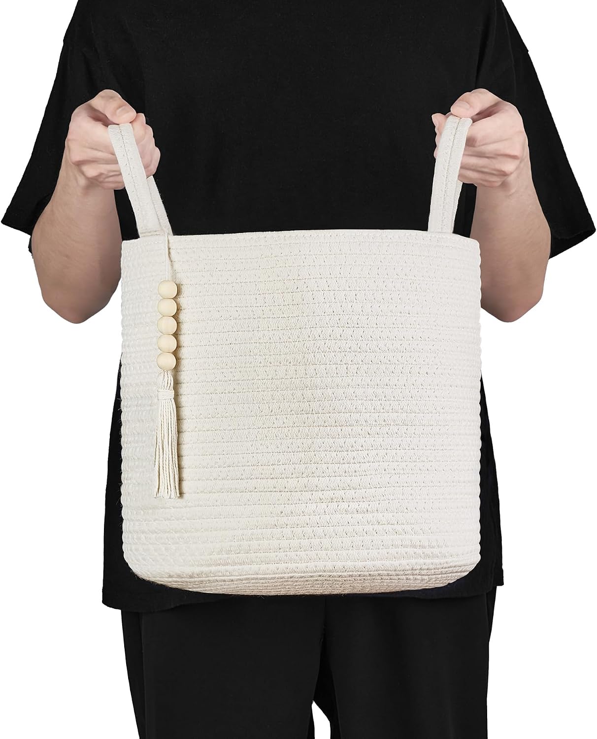 Woven Storage Basket / White / 11"W x 11"L