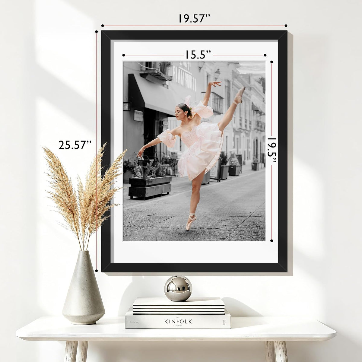 18x24 Frame Black 5 Pack, for Horizontal or Vertical Wall Mounting | Display Pictures 16x20 with Mat or 18 x 24 without