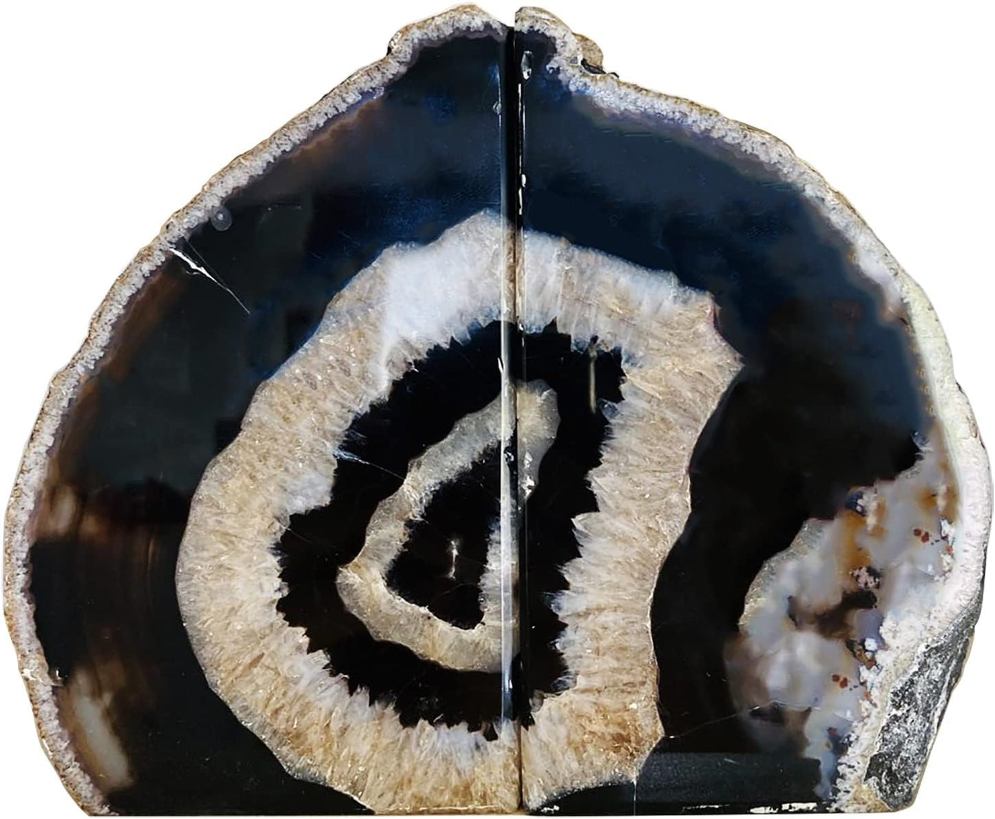 Black Geode Bookends Agate Decorative Book Ends / Natural Black / 3-4LBS