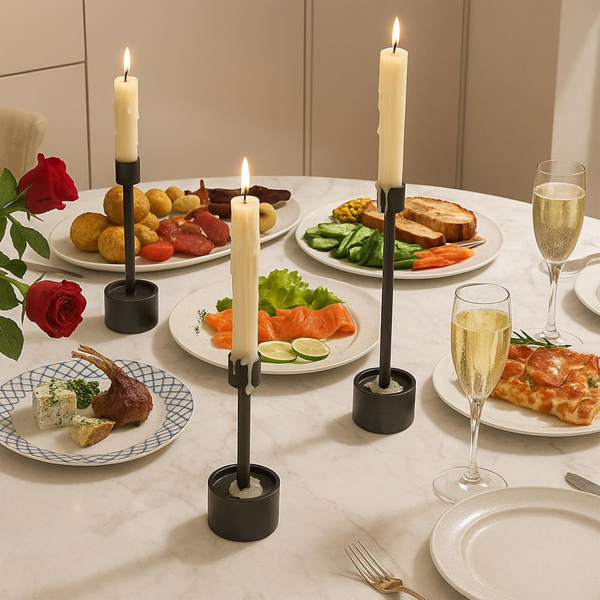 7.8lbs Heavy-Duty Solid Non-Tipping Taper Candle Holders, 6 Packs | Stands for Church, Wedding Centerpieces, Dining