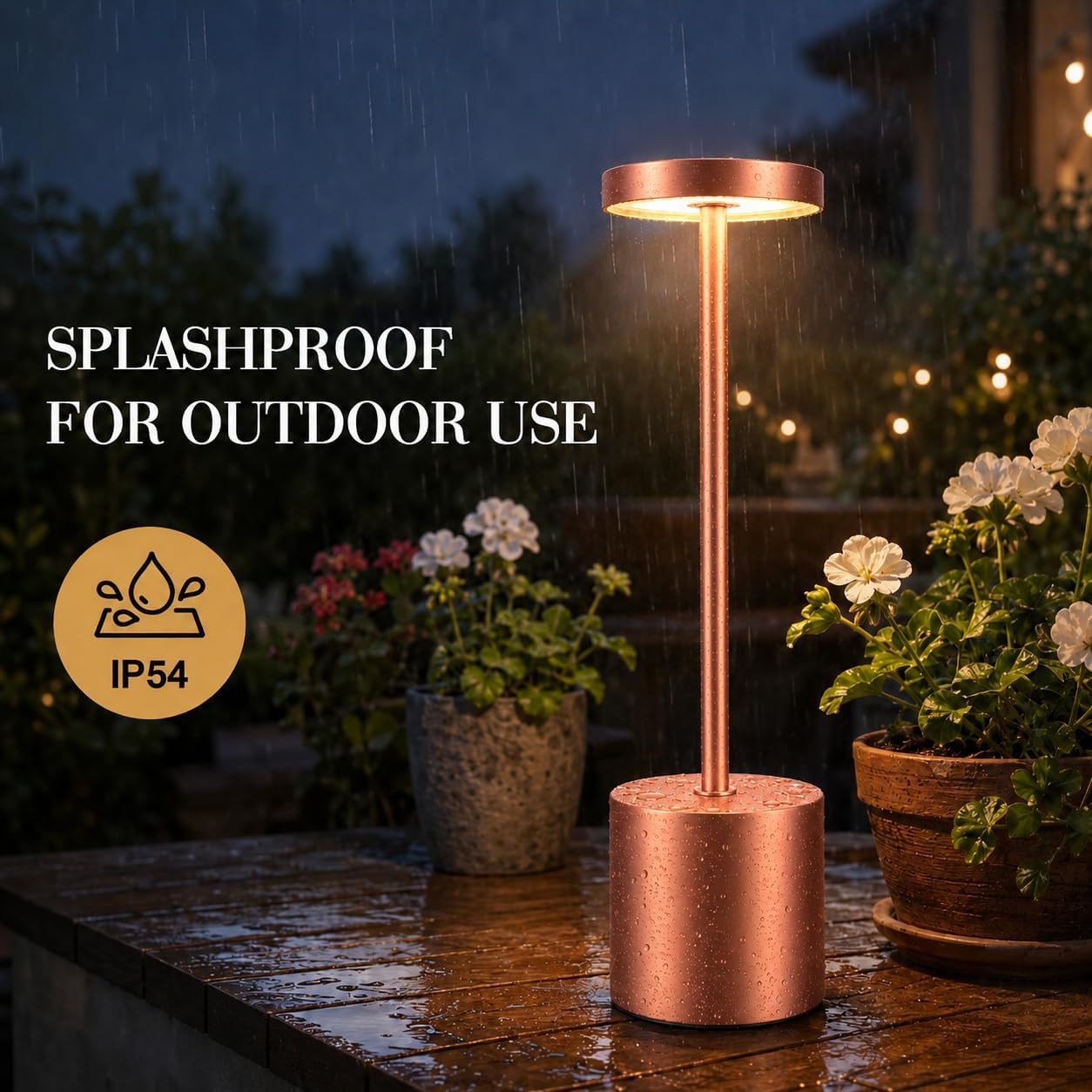 Rose Gold Cordless Table Lamps Set of 2, Battery Operated Rechargeable LED Lamps with Touch Control, 3 Color