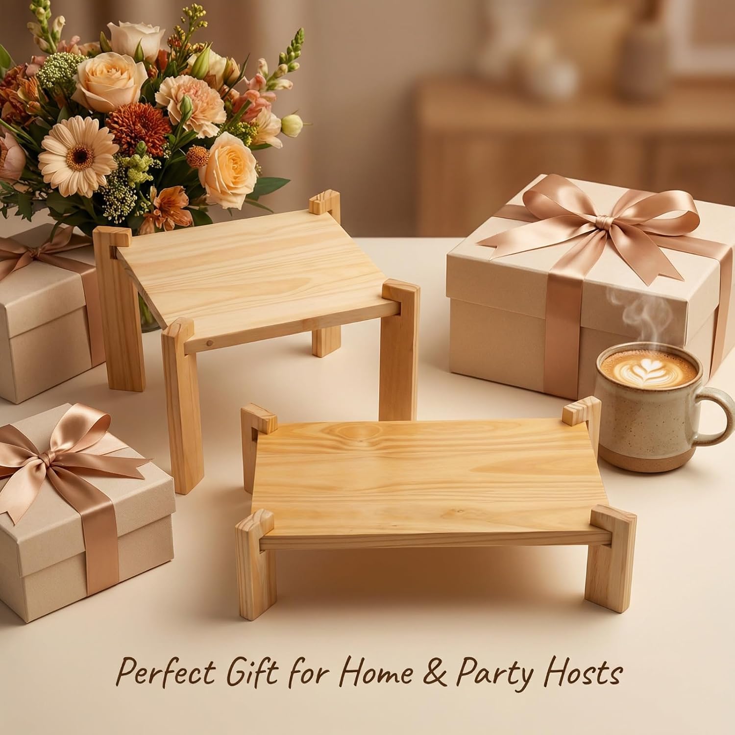 Wooden Display Risers / Wood / Set of 2