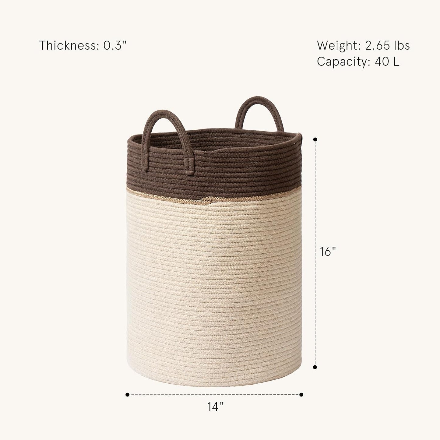 Woven Basket Rope Storage Baskets / Oatmeal / M