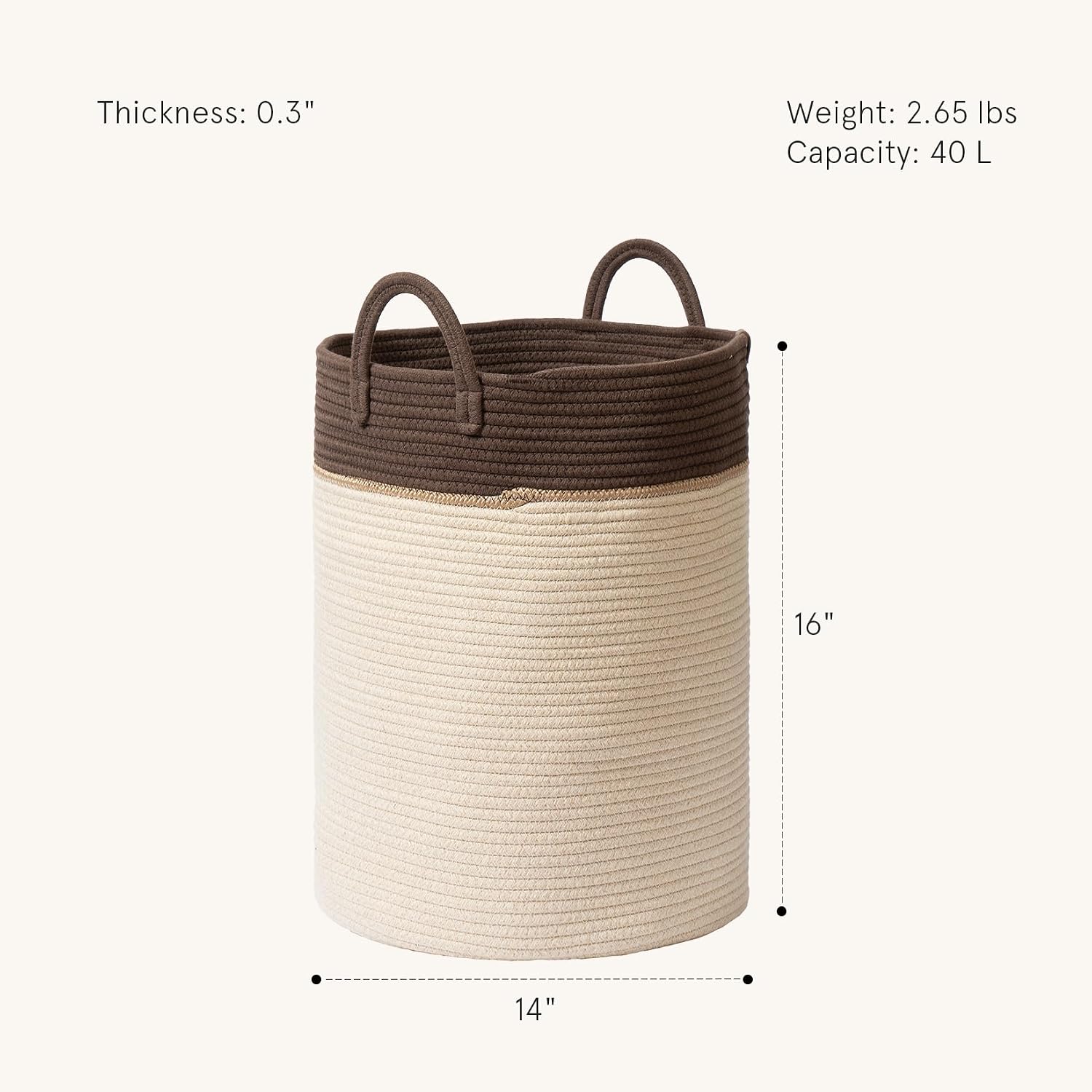 Woven Basket Rope Storage Baskets / Oatmeal / M