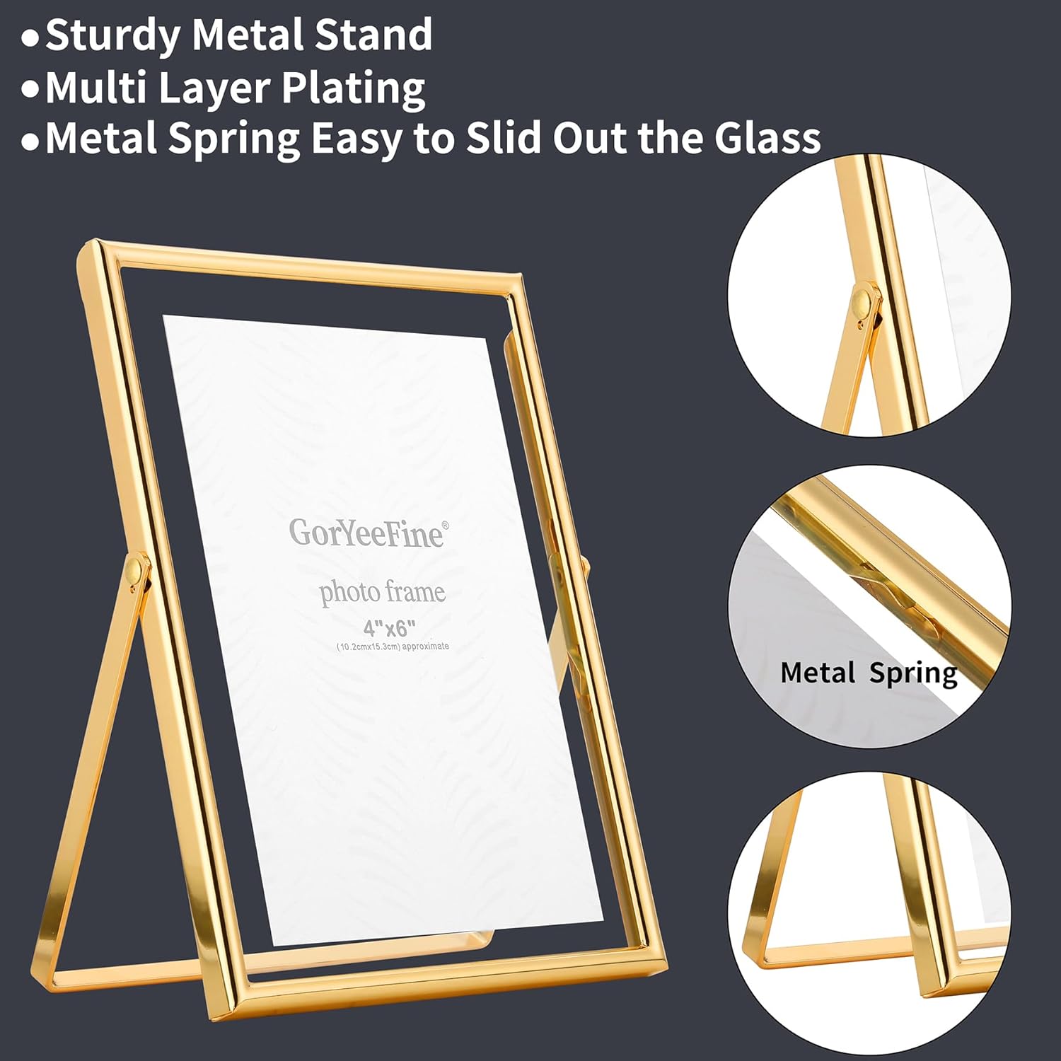 Floating Frame for picture / Gold / 4 x 6 / for ''2pk / Set of 2