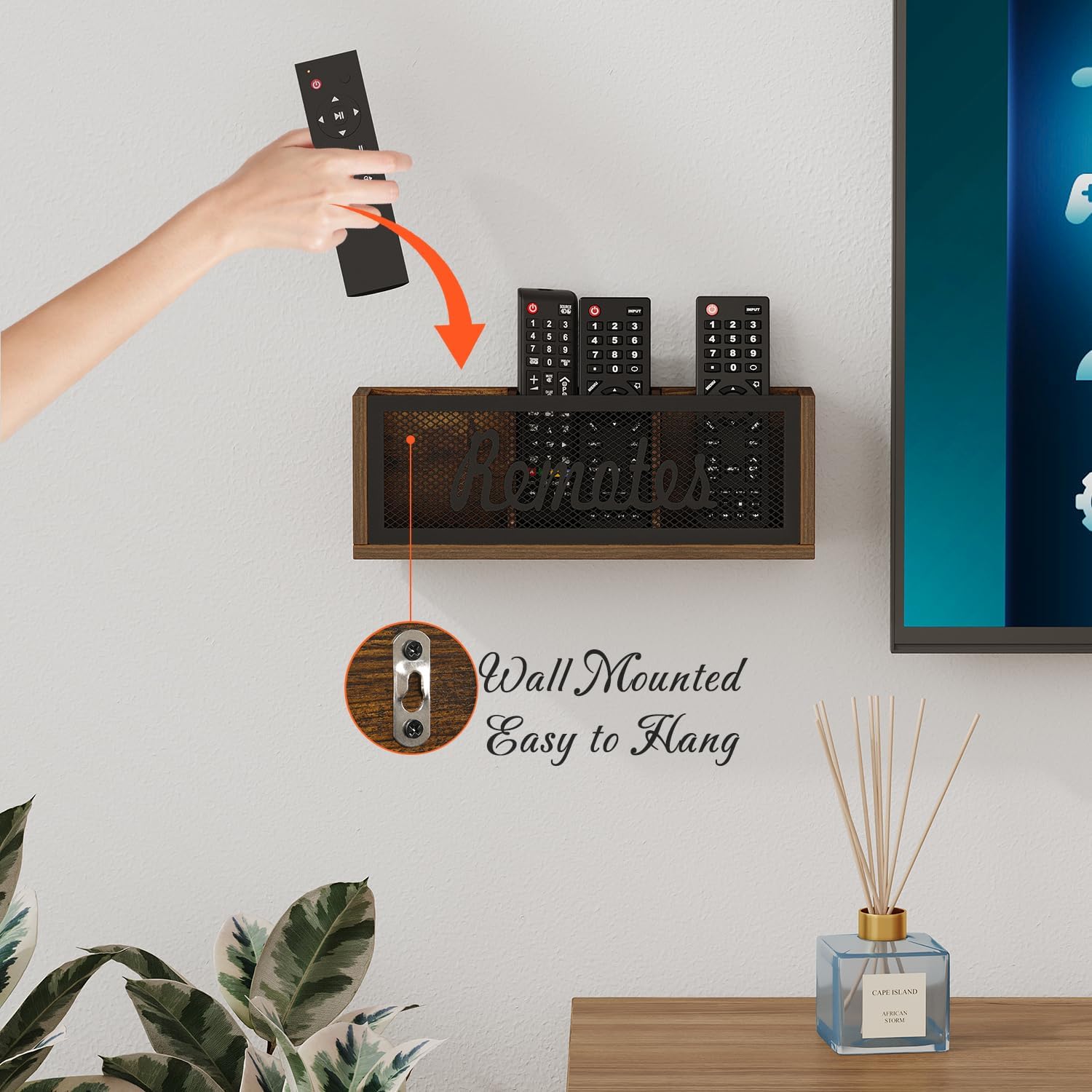 Remote Control Holder / Brown - Style A / Large