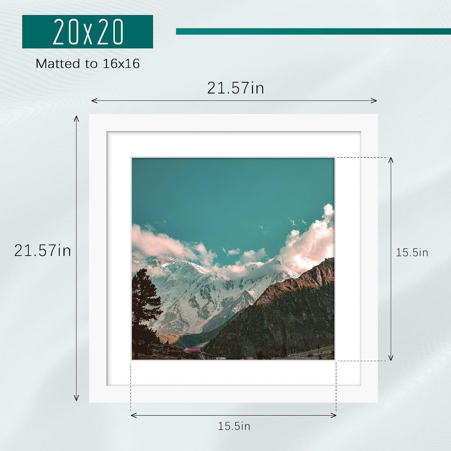 20x20 White Picture Frame, Poster Frame for Wall, 3 Pack | Fits 16x16 Photos With Mat or 20x20 Without Mat, Square Wall