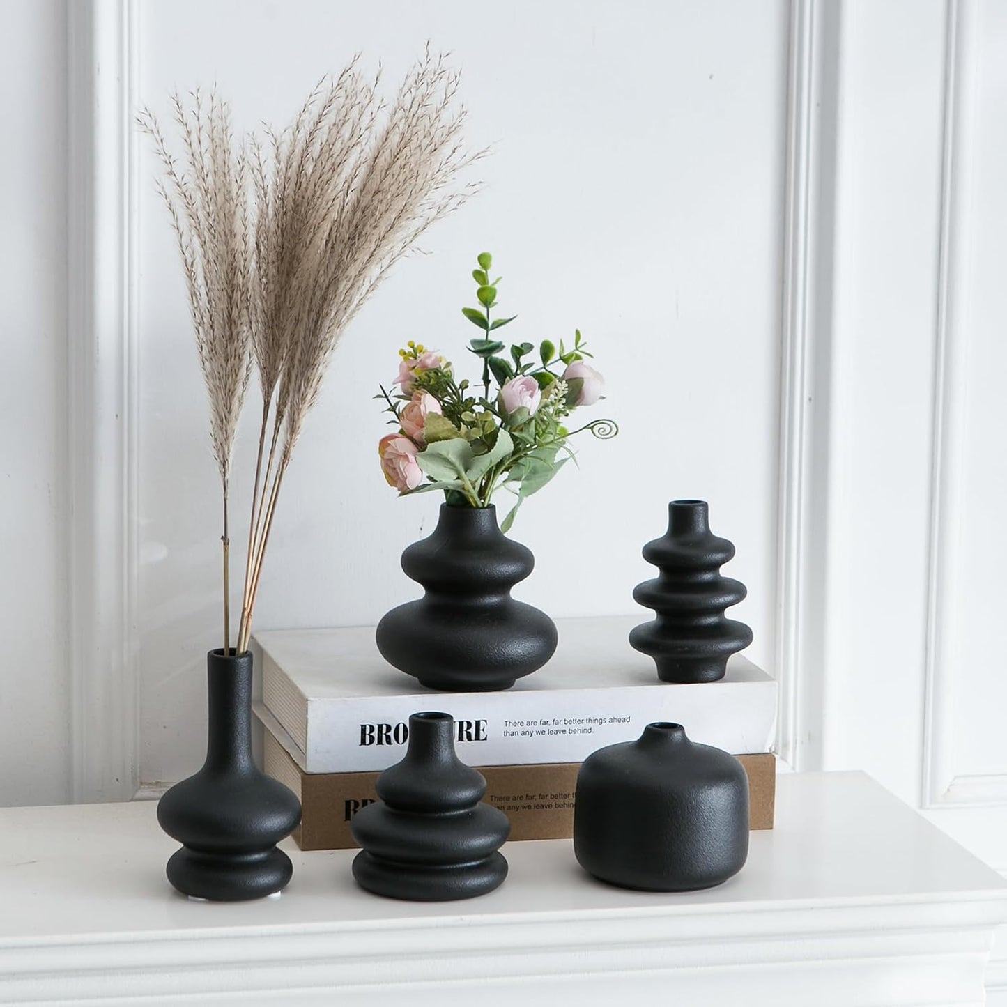 Small Ceramic Vase / Black / Set of 5