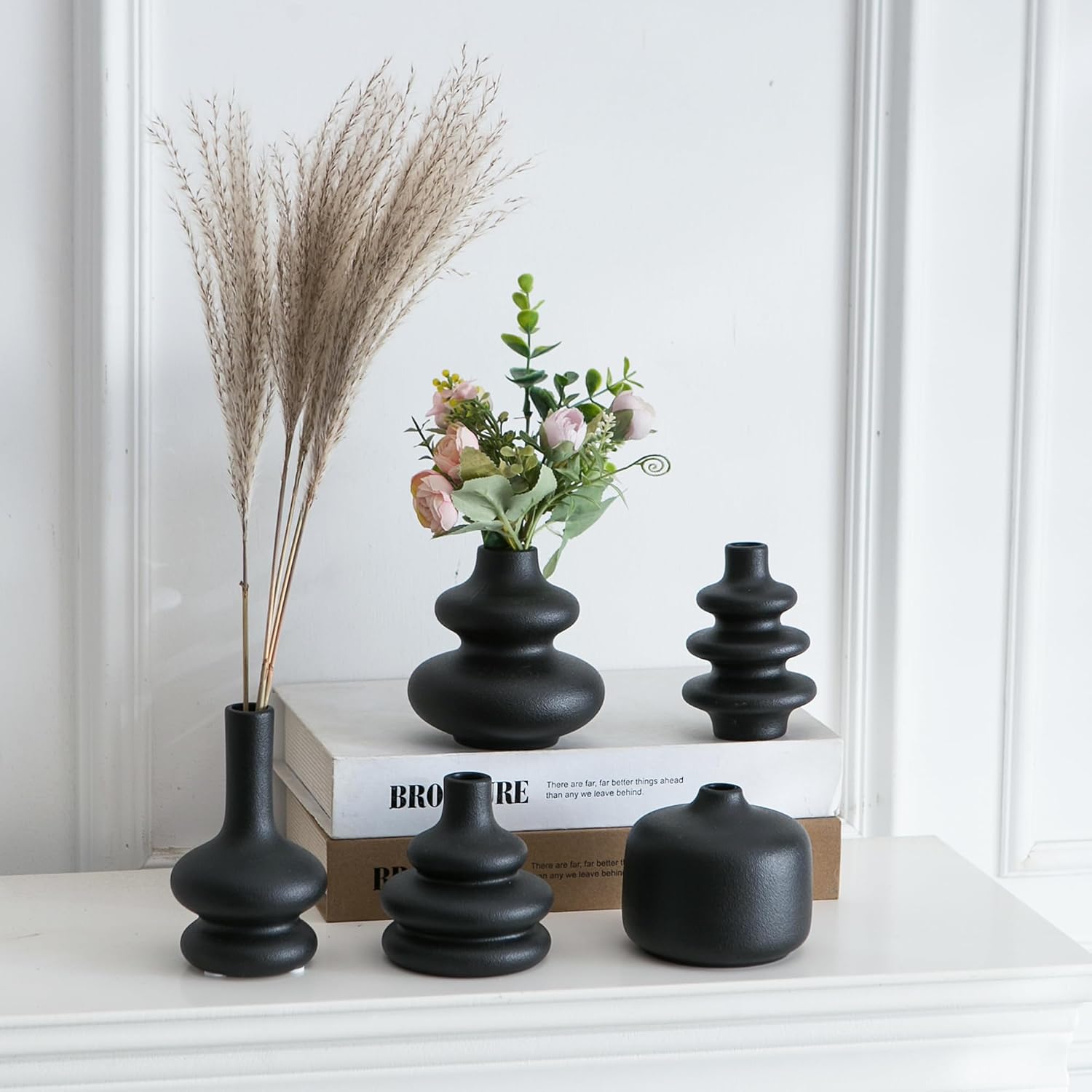 Small Ceramic Vase / Black / Set of 5