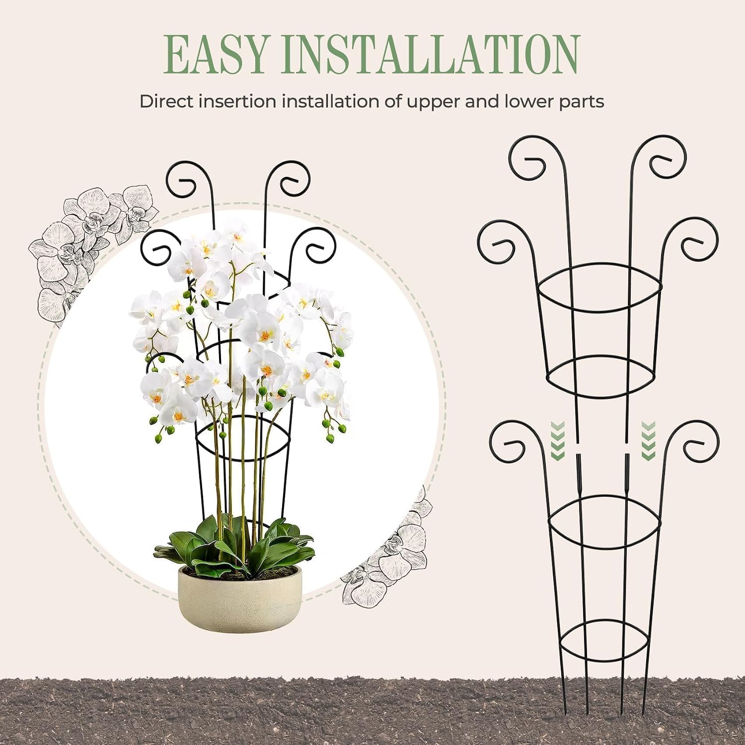 4 Pack 30 Inch Tall Metal Plant Trellis for Climbing Plants Indoor - Rustproof Garden Trellis for Potted Houseplants