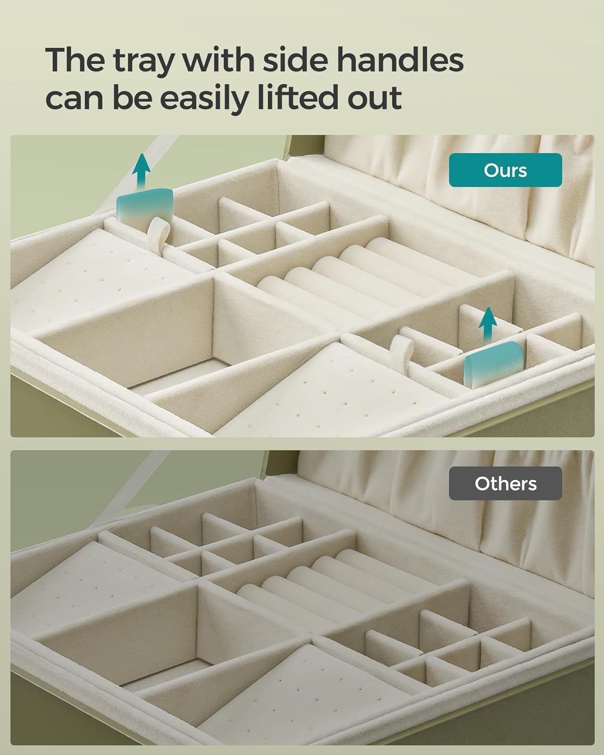 Jewelry Organizer / Removable Jewelry Tray / Sage Green