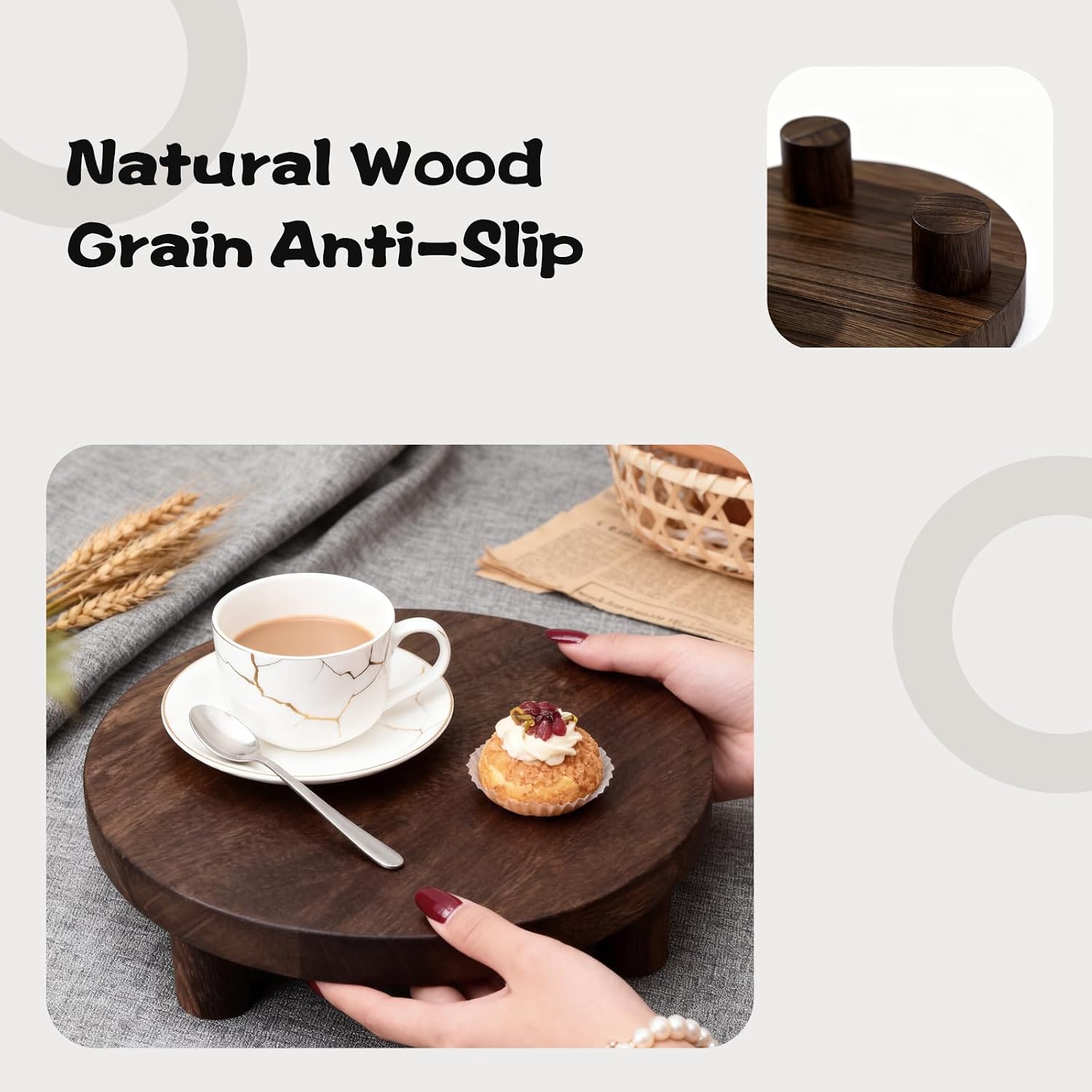 Wood Display Stand / Brown / Set of 3