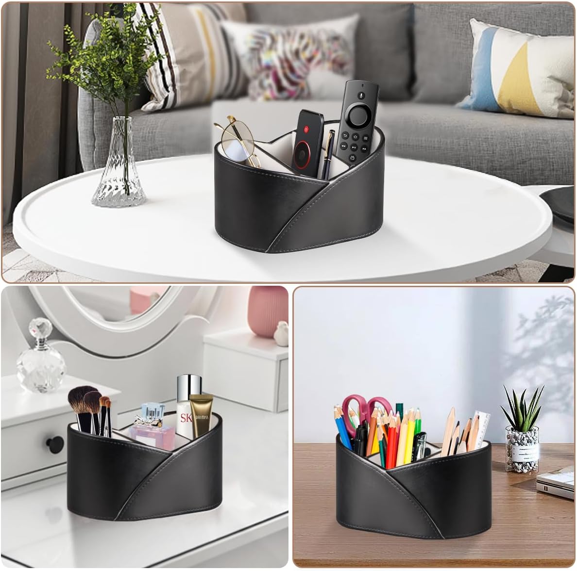 Leather Remote Control Holder / Remotes Holder / Black
