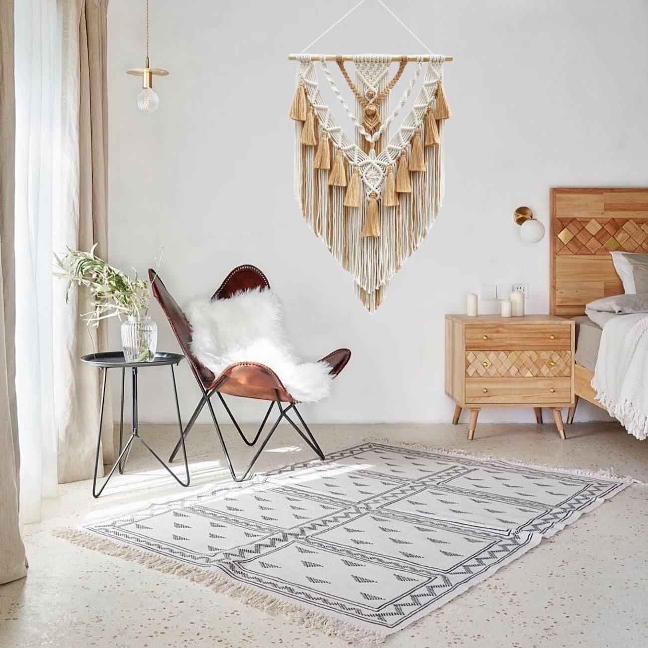 Woven Macrame Wall Art for Decorating / Brown