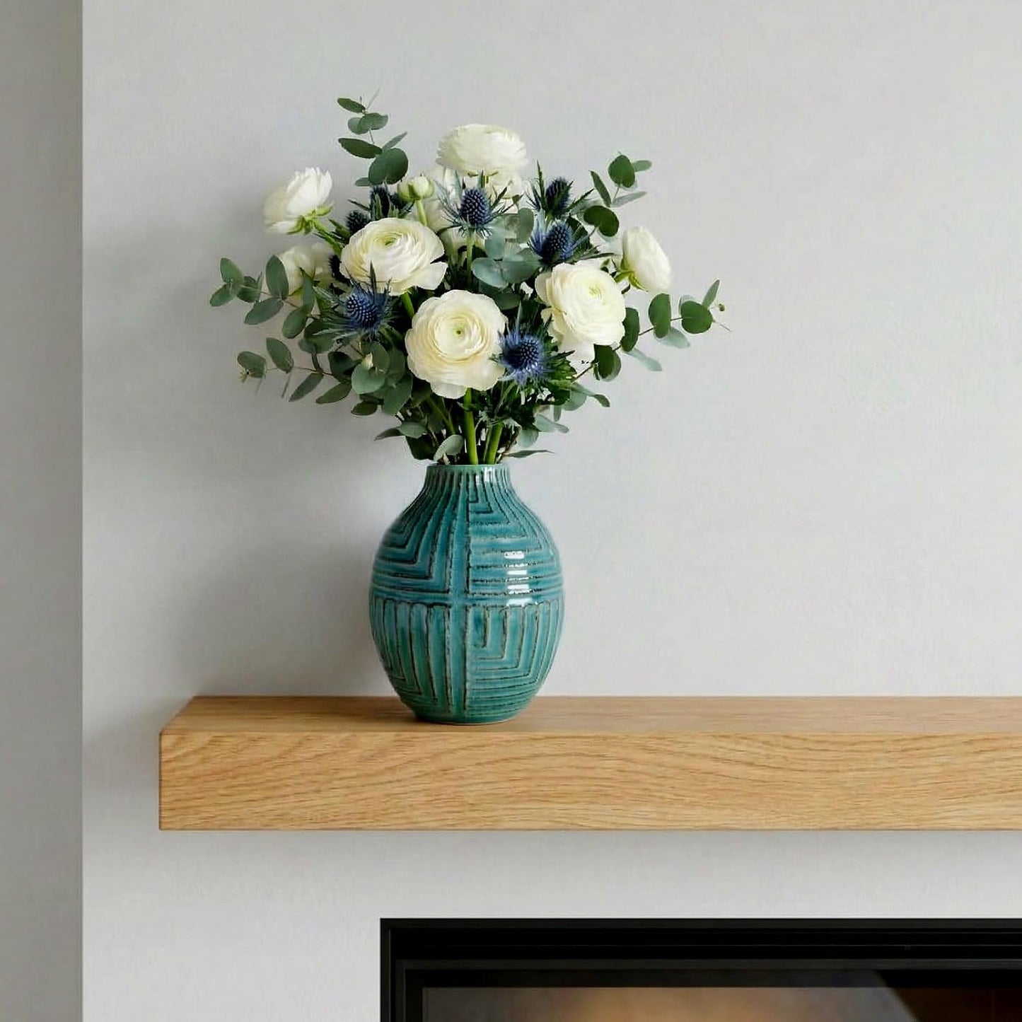 Hand-Glazed Ceramic Vase / Teal / 5.7''h
