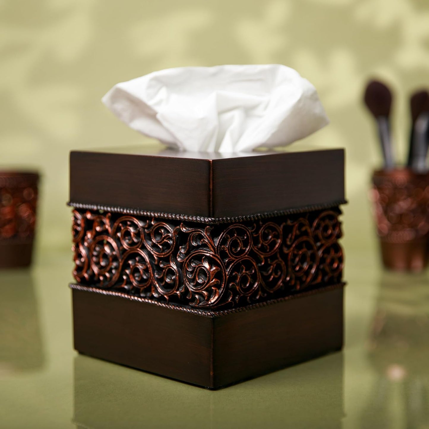 Finish Square Tissue Box Cover / Bronze