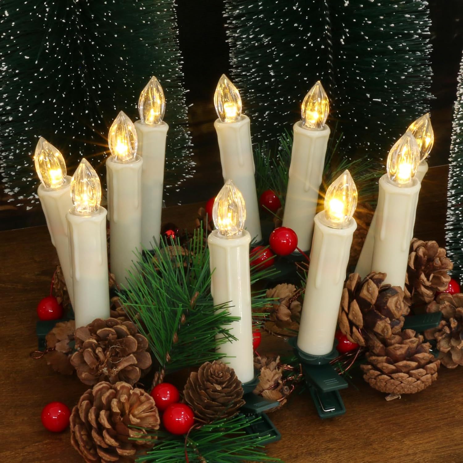 PChero Window Candles Battery Operated with Timer Remote, 20 Pcs | Christmas Flameless Candles, Waterproof Flickering