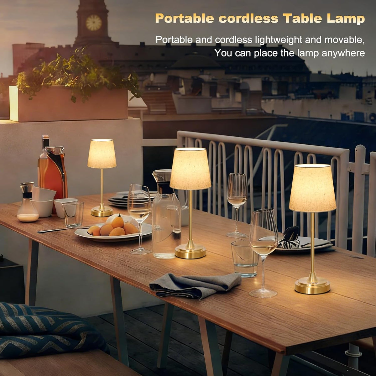 Wowag Cordless Table Lamp Rechargeable,5000mAh Battery Operated Desk Lamp,3 Colors & 7 RGB Stepless Dimmable,Touch