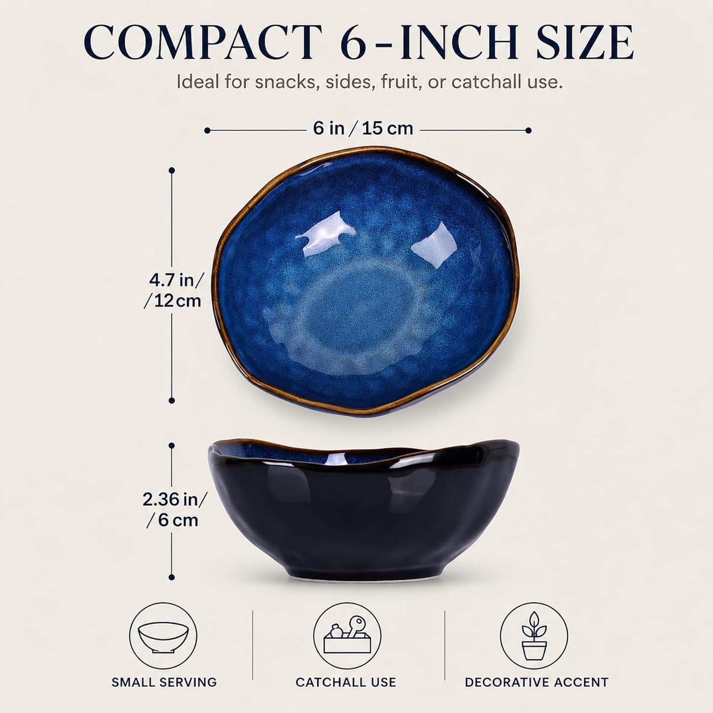 6" Ceramic Decorative Bowl / 6in / Blue