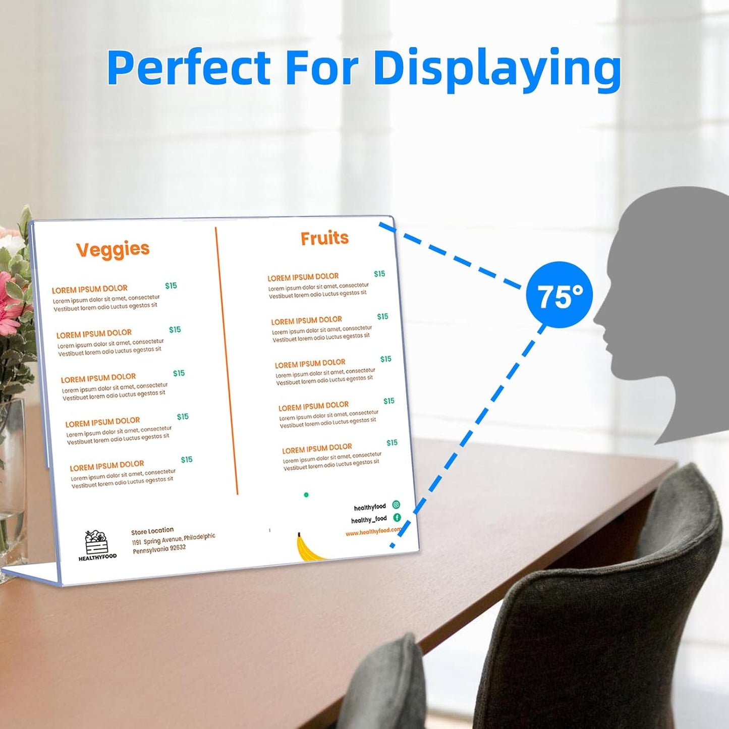 L Shape Slanted Back Plastic Sign Holders / 11 x 8.5 / Horizontal / Set of 12