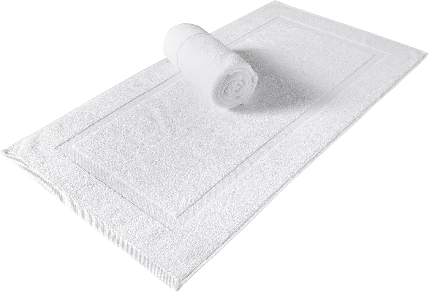 SALBAKOS 2-Piece 100% Turkish Cotton Bath Mat Towel, 20x34 inch, White | Bathroom Floor Towels, Thick Soft Most