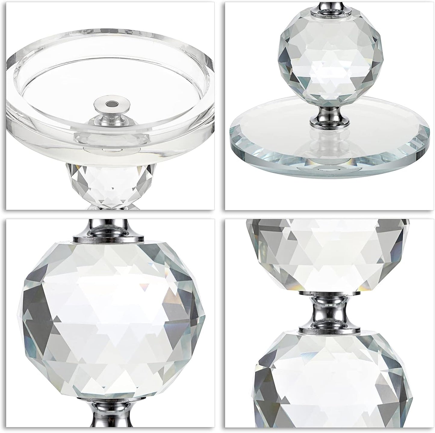 OwnMy Crystal Glass Pillar Candlestick Holders Pillar Candle Holders Sets | Clear Glass Tealight Holders Votive Candle