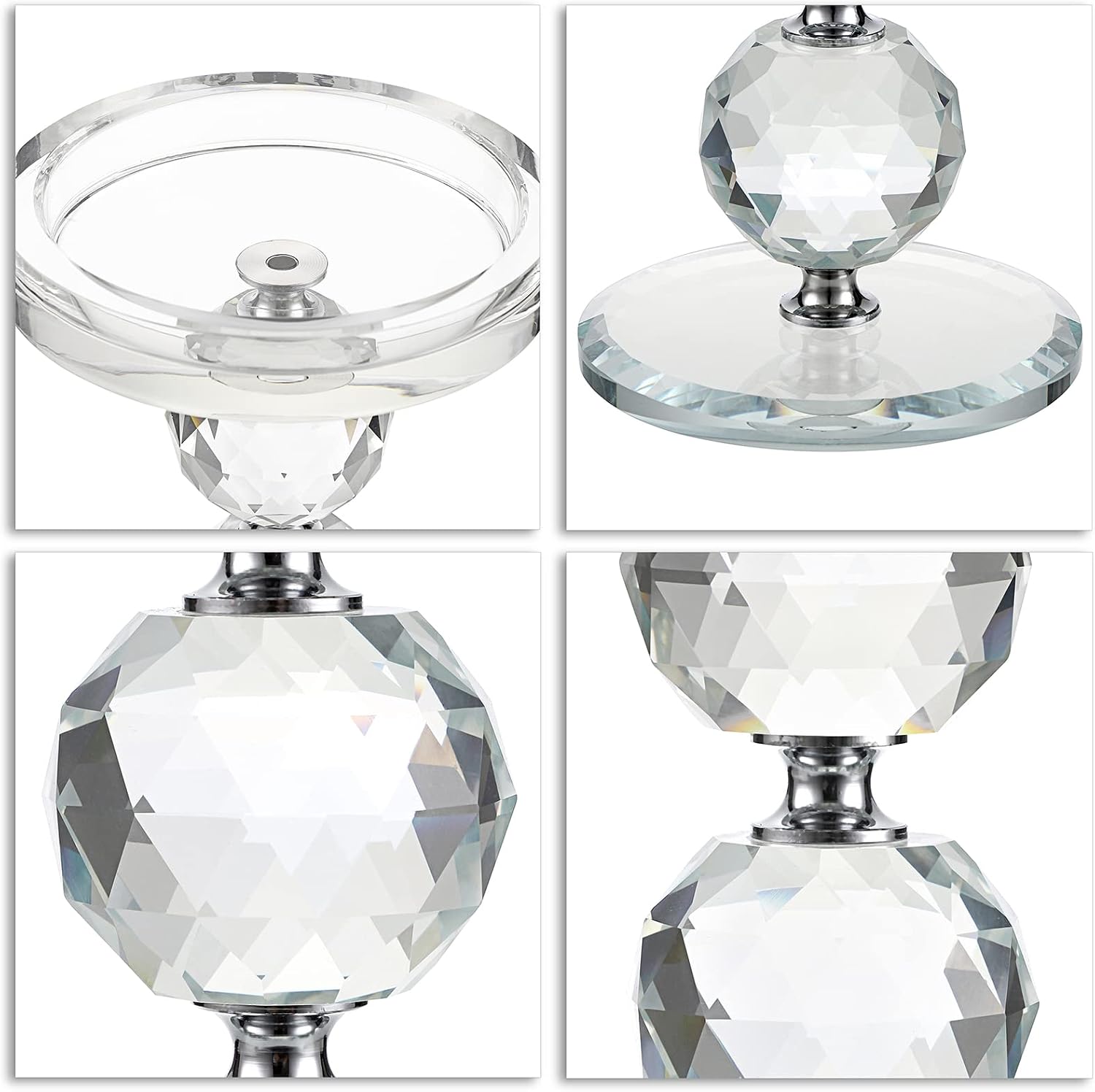 OwnMy Crystal Glass Pillar Candlestick Holders Pillar Candle Holders Sets | Clear Glass Tealight Holders Votive Candle
