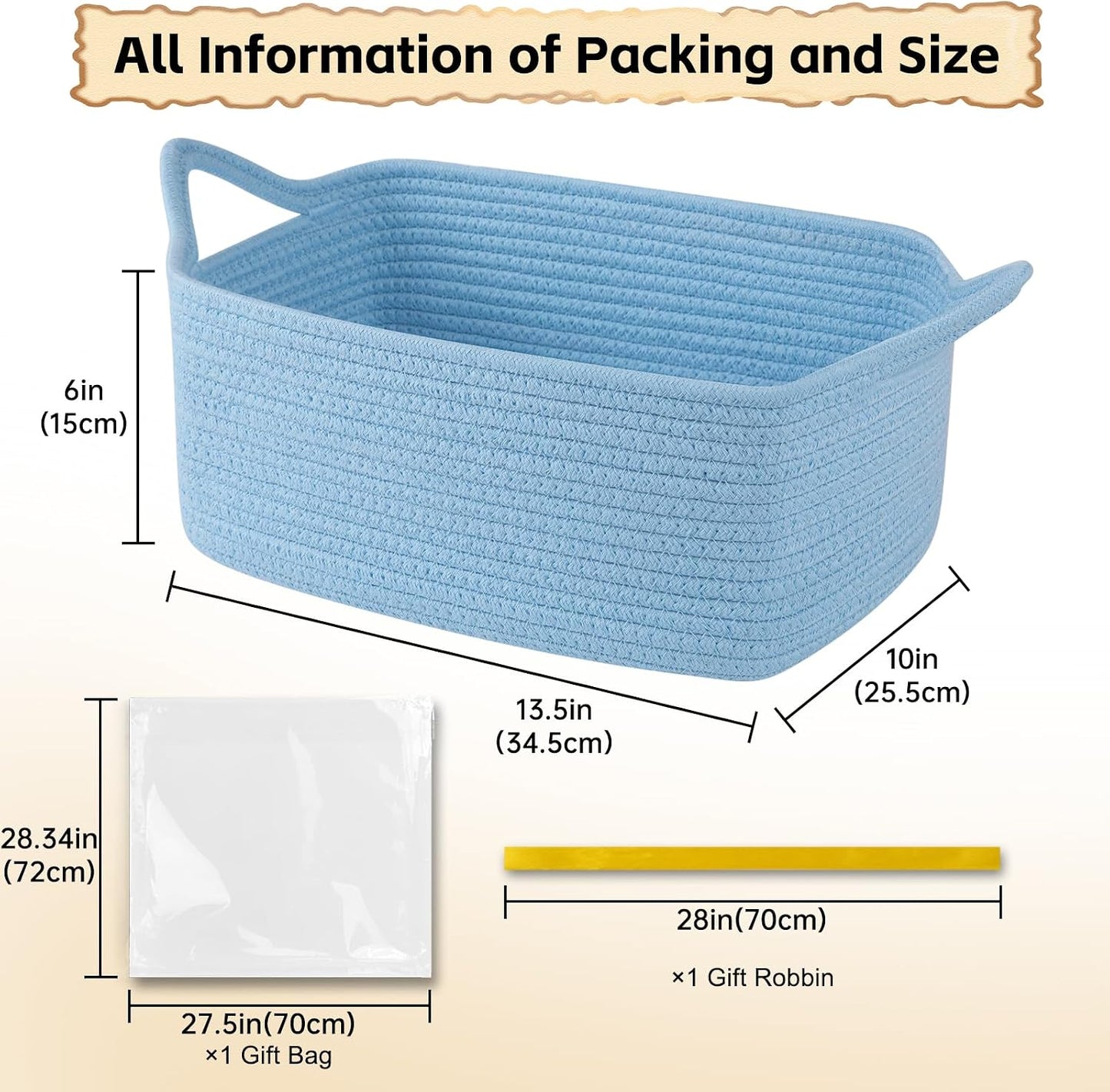 Woven Basket / Storage Baskets / Blue / Medium: 13.5l*10w*6h