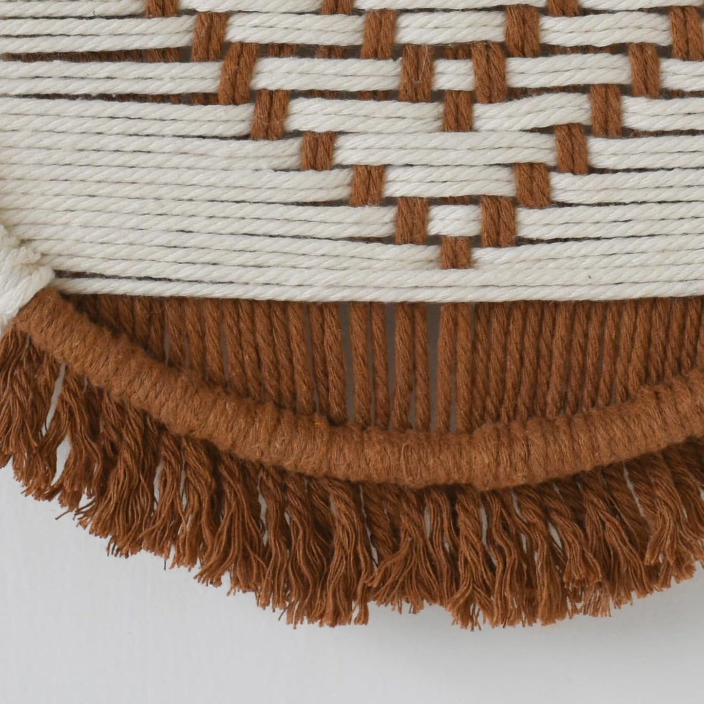 Macrame Wall Hanging Boho Decor / Brown and Ivory / Set of 3