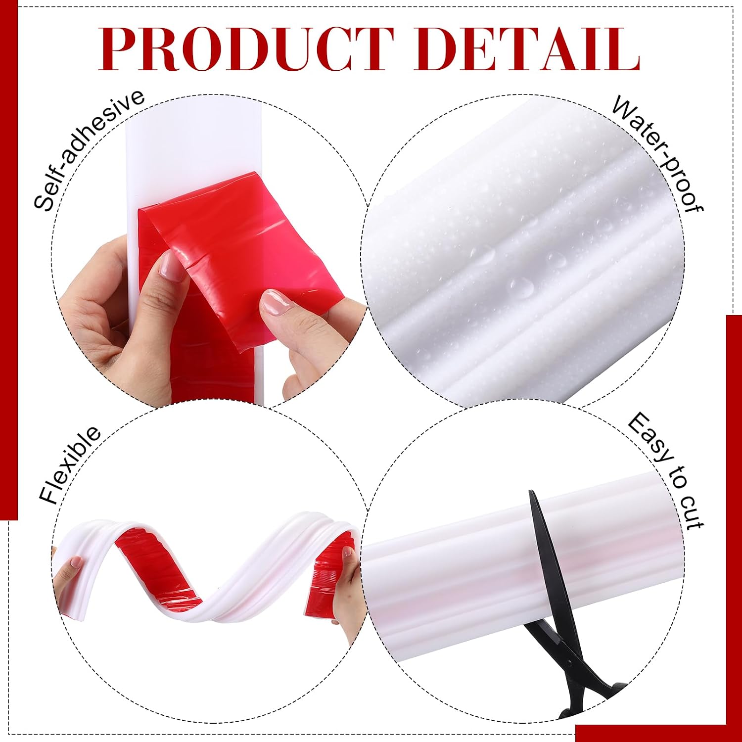 Peel and Stick Molding Chair Rail Panel Flexible Wall / 2.36 Inch / Stylish / White / 19.7 Inch