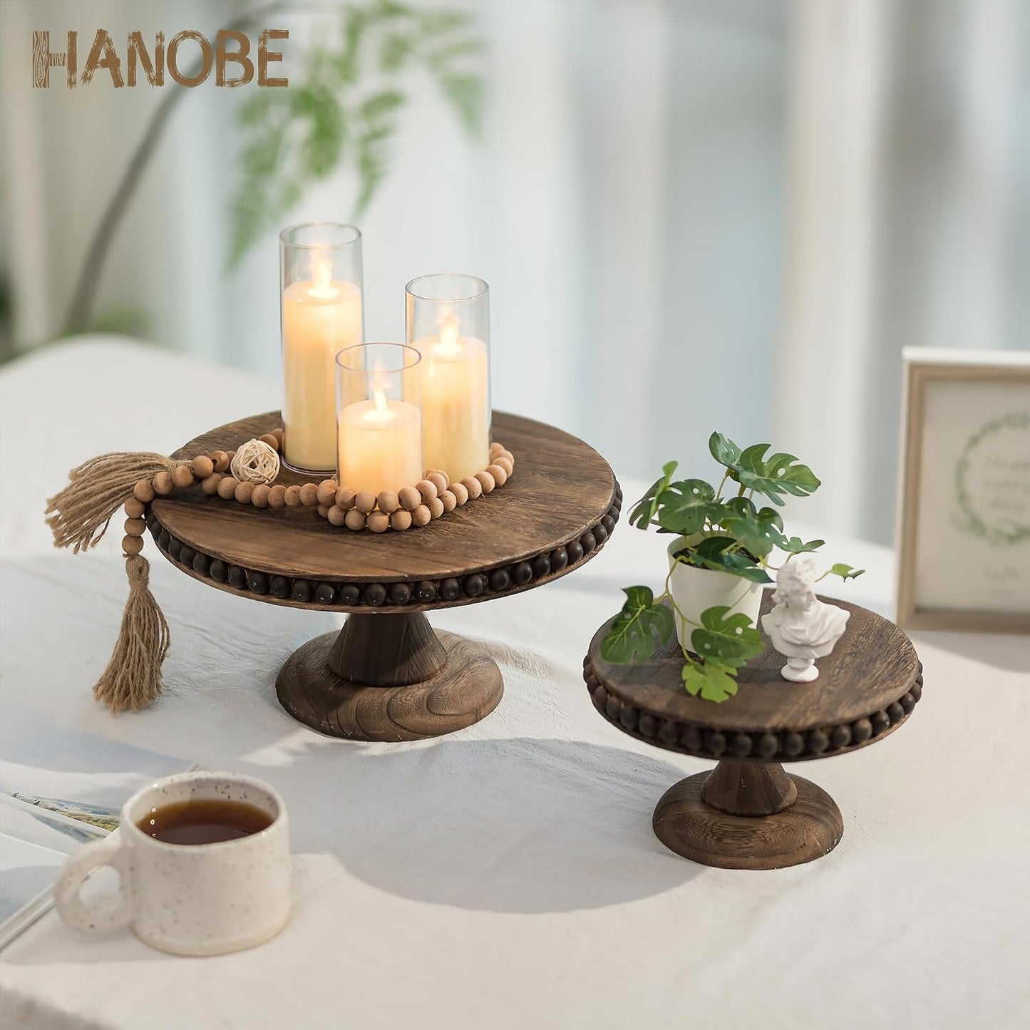 Round Wood Cake Stand / Brown-11.81 / 12 Inch