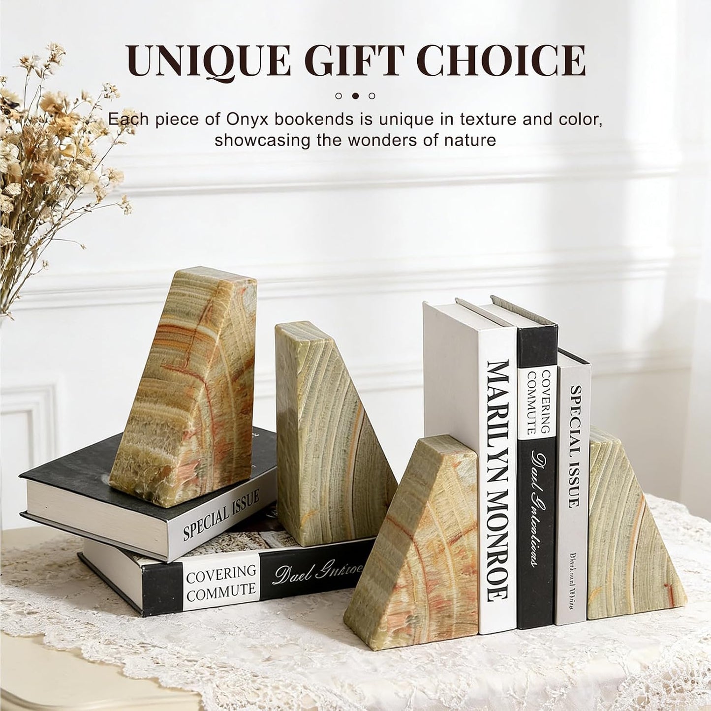 Onyx Bookends / Marble Bookends / Green Onyx