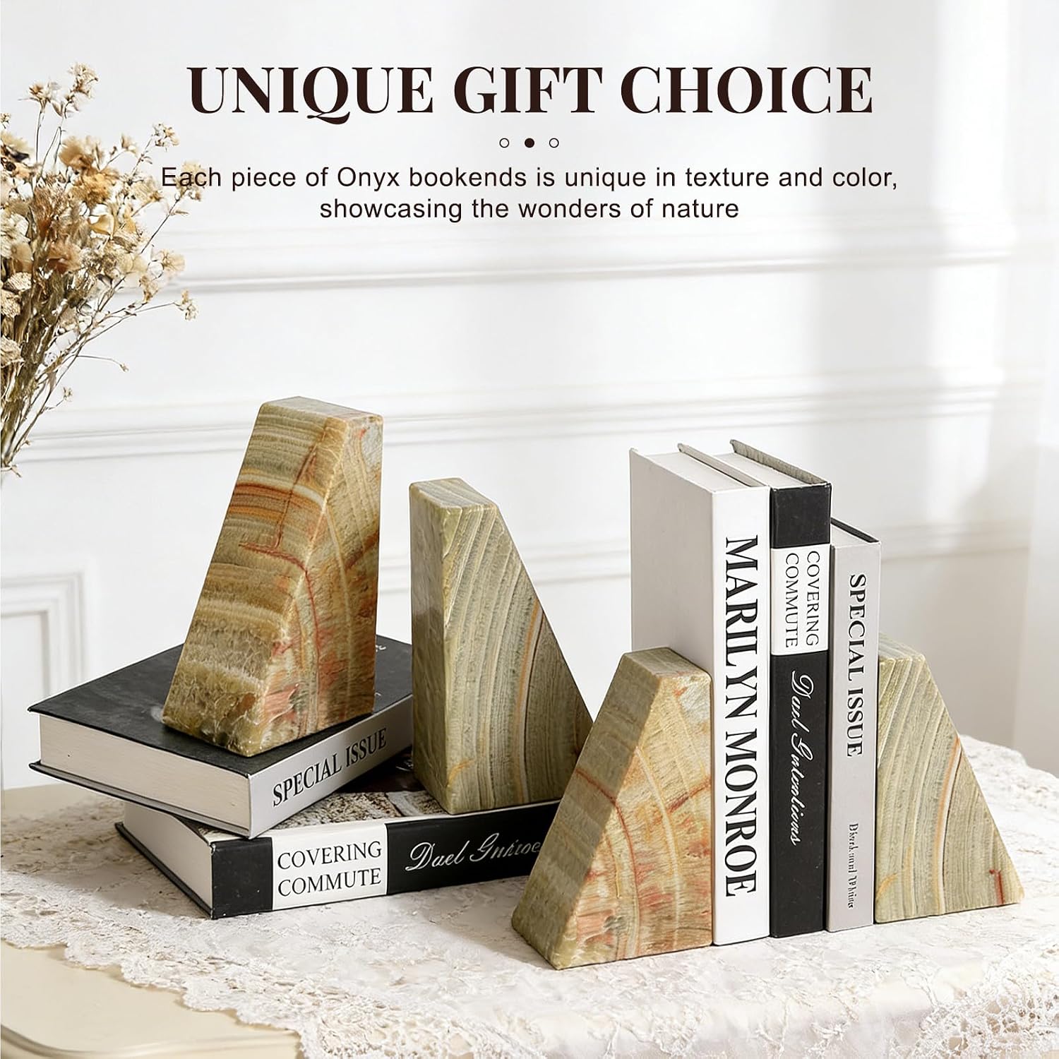 Onyx Bookends / Marble Bookends / Green Onyx