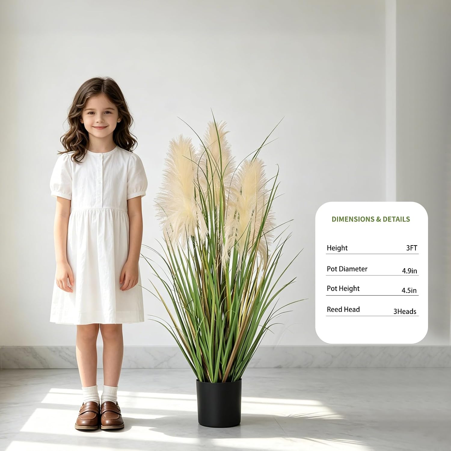 Boho Fake Onion Grass Plant Indoor Outdoor / 3ft-1 / 3 Inch