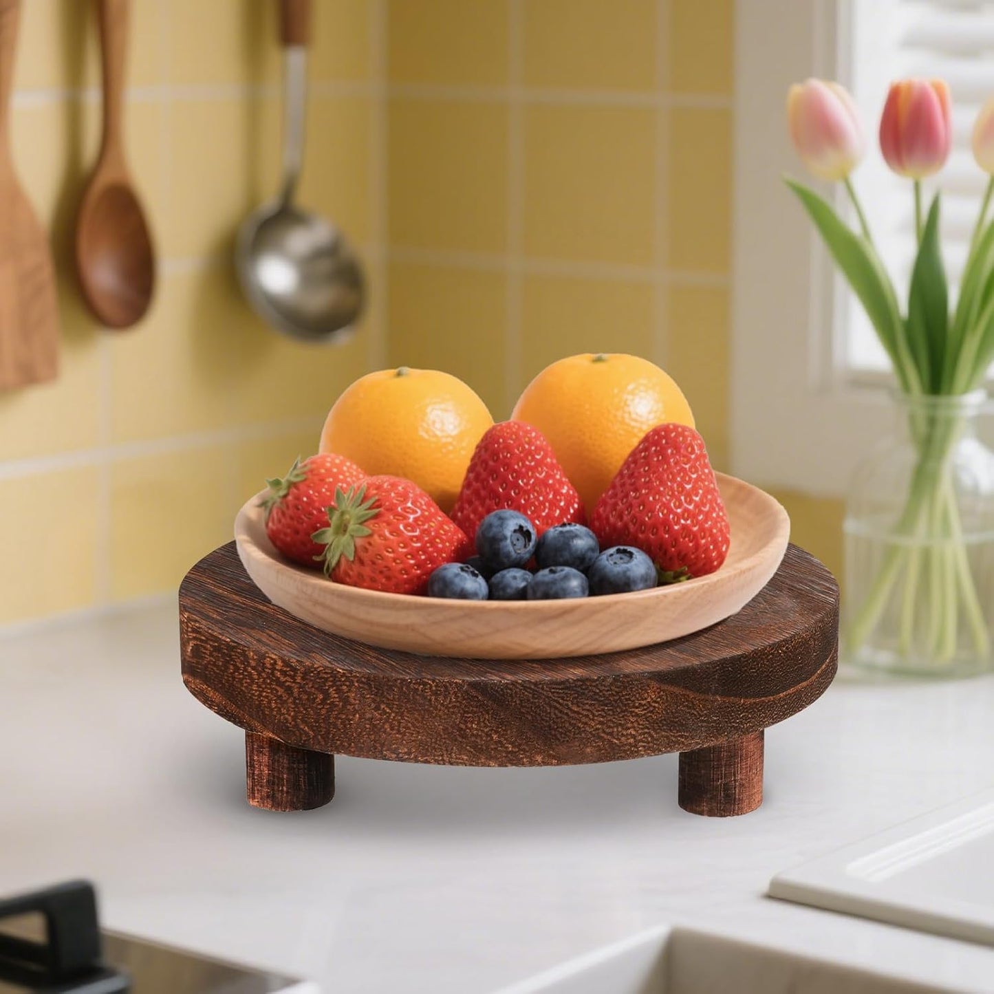 Round Wood Risers Display Stands Wooden Risers / Set of 4