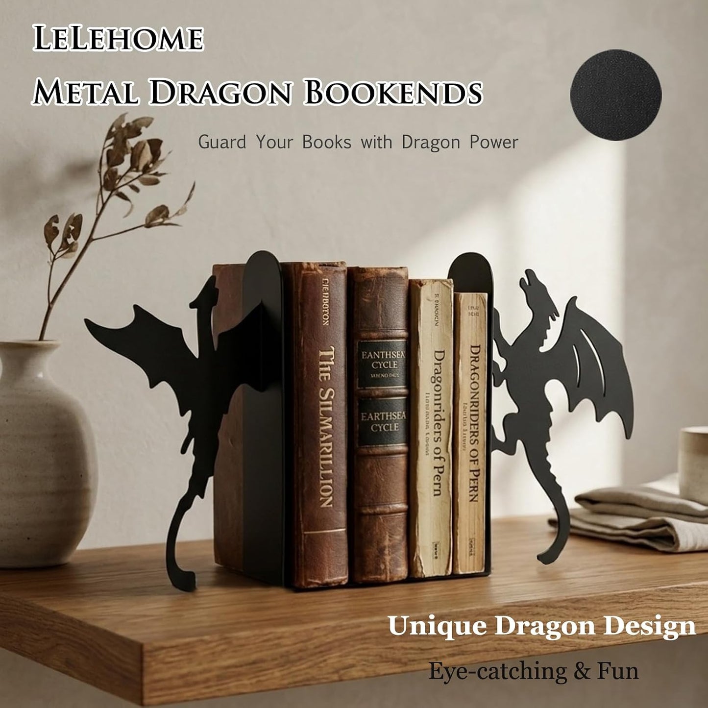 Dragon Metal Bookends Decorative Book Ends / Set of 2