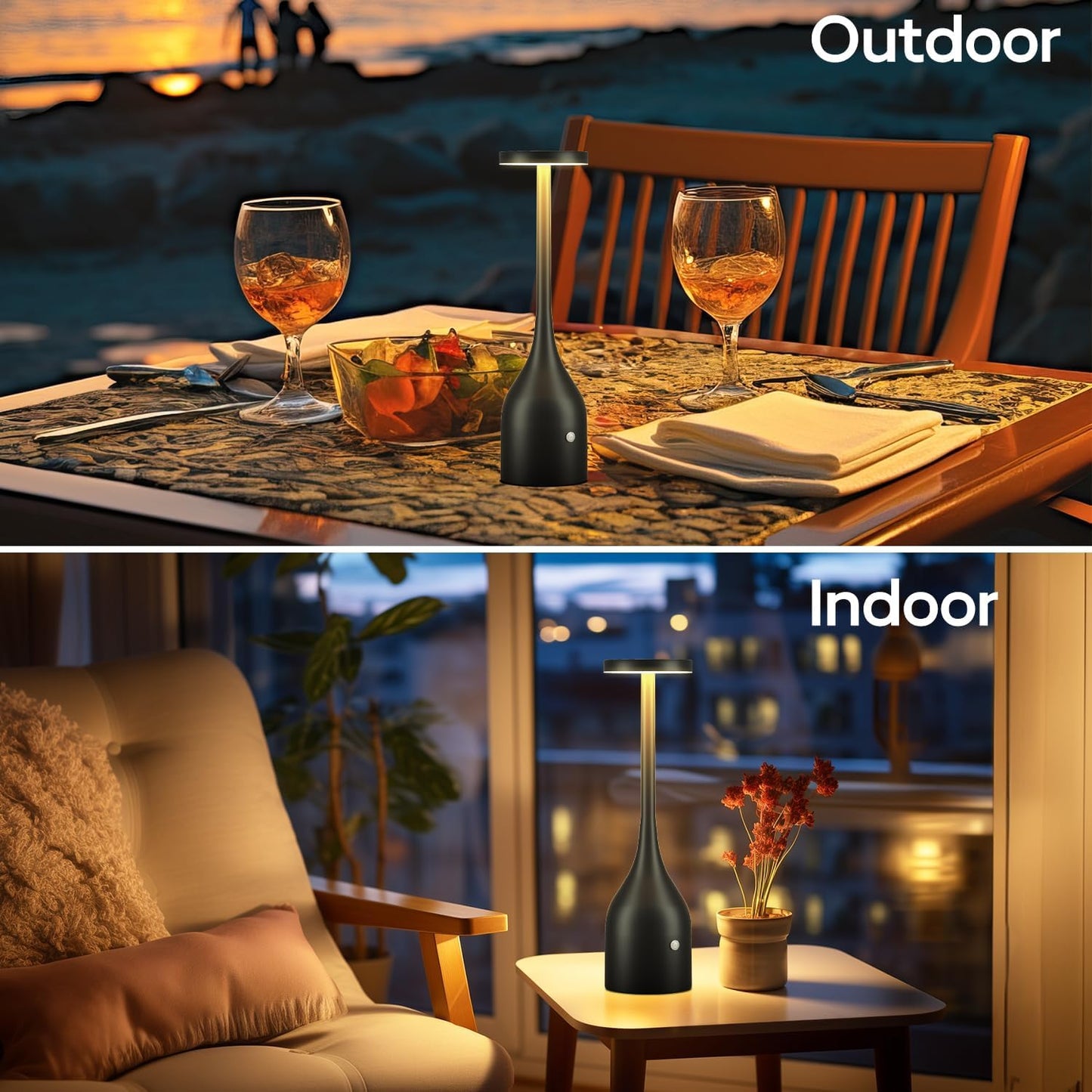 Yogaret 2 Pack Rechargeable Table Lamps Cordless,5000mAh Battery Operated LED Table Light for Outdoor Patio Restaurant