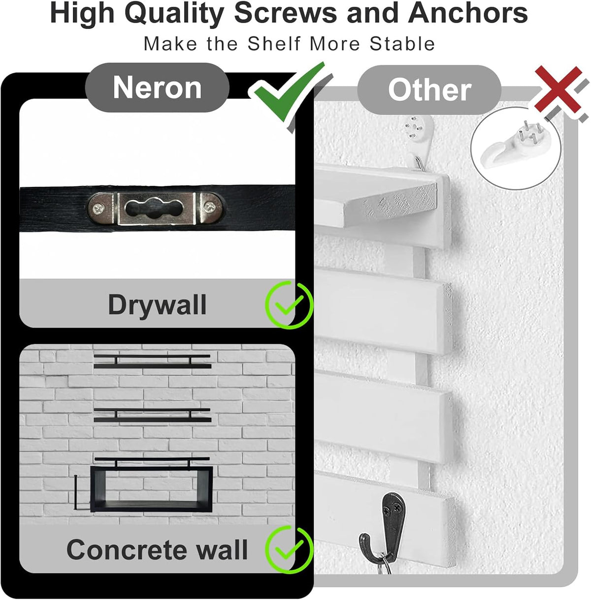 Wooden Floating Shelves with Paper Towel Holder for Bathroom Wall Storage | Bathroom Wall Shelf with Metal Rail, Wall