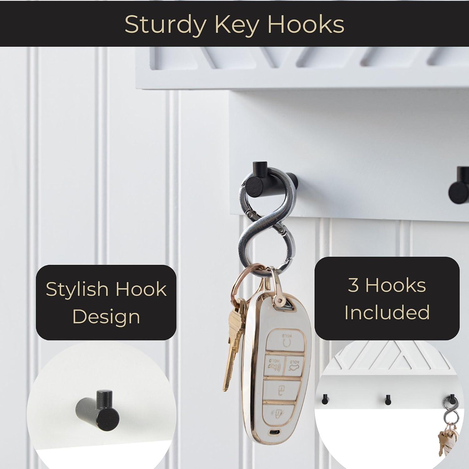 Mail Organizer / Wall Mount Key Holder / White