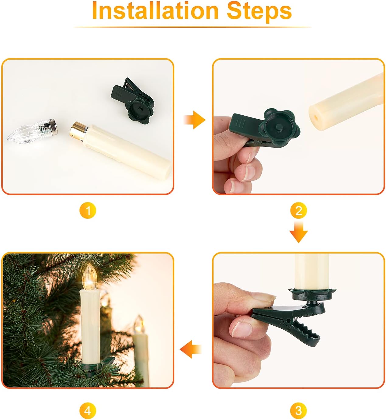 Daord 30 PCS Flameless LED Taper Candles Battery Operated Christmas Tree Candle Lights Electric Fake Candles with