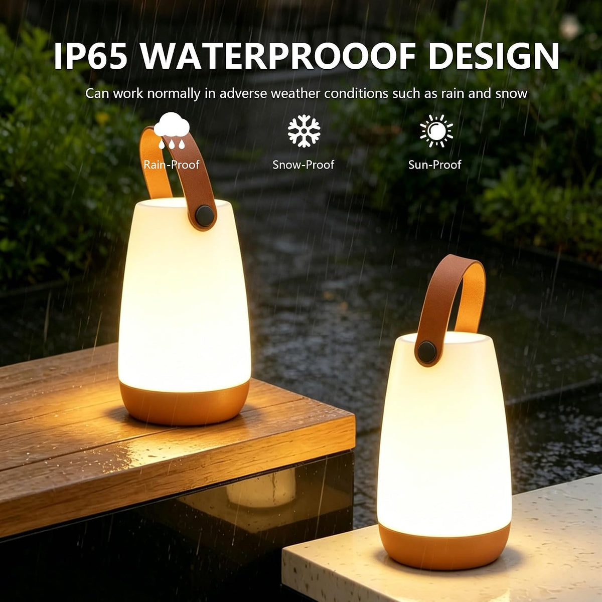 2-Pack Portable Outdoor Table Lamp,USB Rechargeable and RGB Light | IP44 Waterproof, Remote Control,Portable with