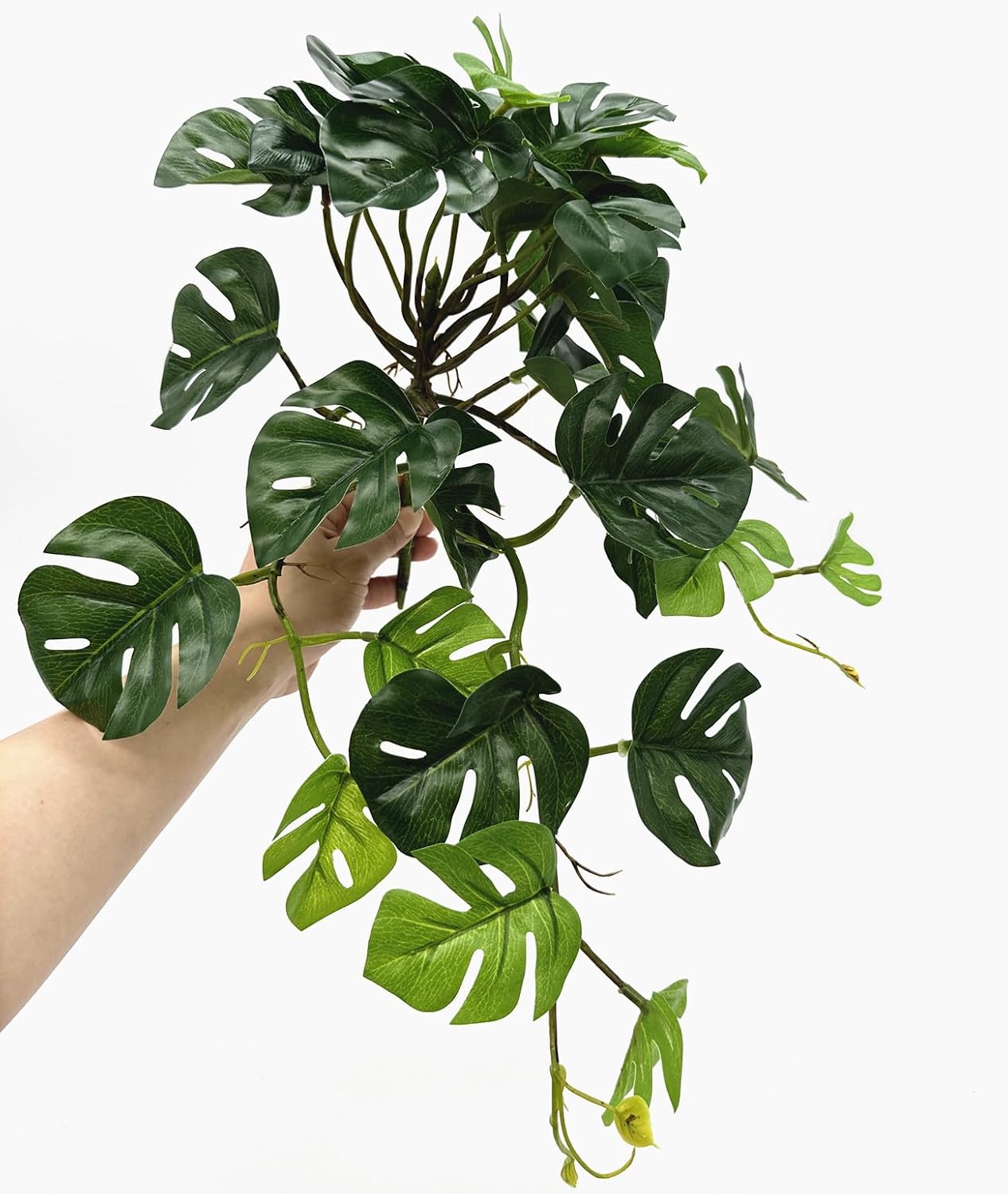 Artificial Monstera Small Faux Potted Mini Hanging Vine Fake / Small Monstera Plant / Green /